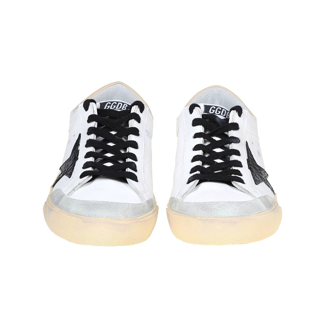 GGDB Super-Star - White Leather, Black Crocodile Print Star