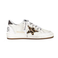 GGDB Men's Ball Star - White Leather / Leopard Print Pony Skin Star / Gray Canvas Heel Tab