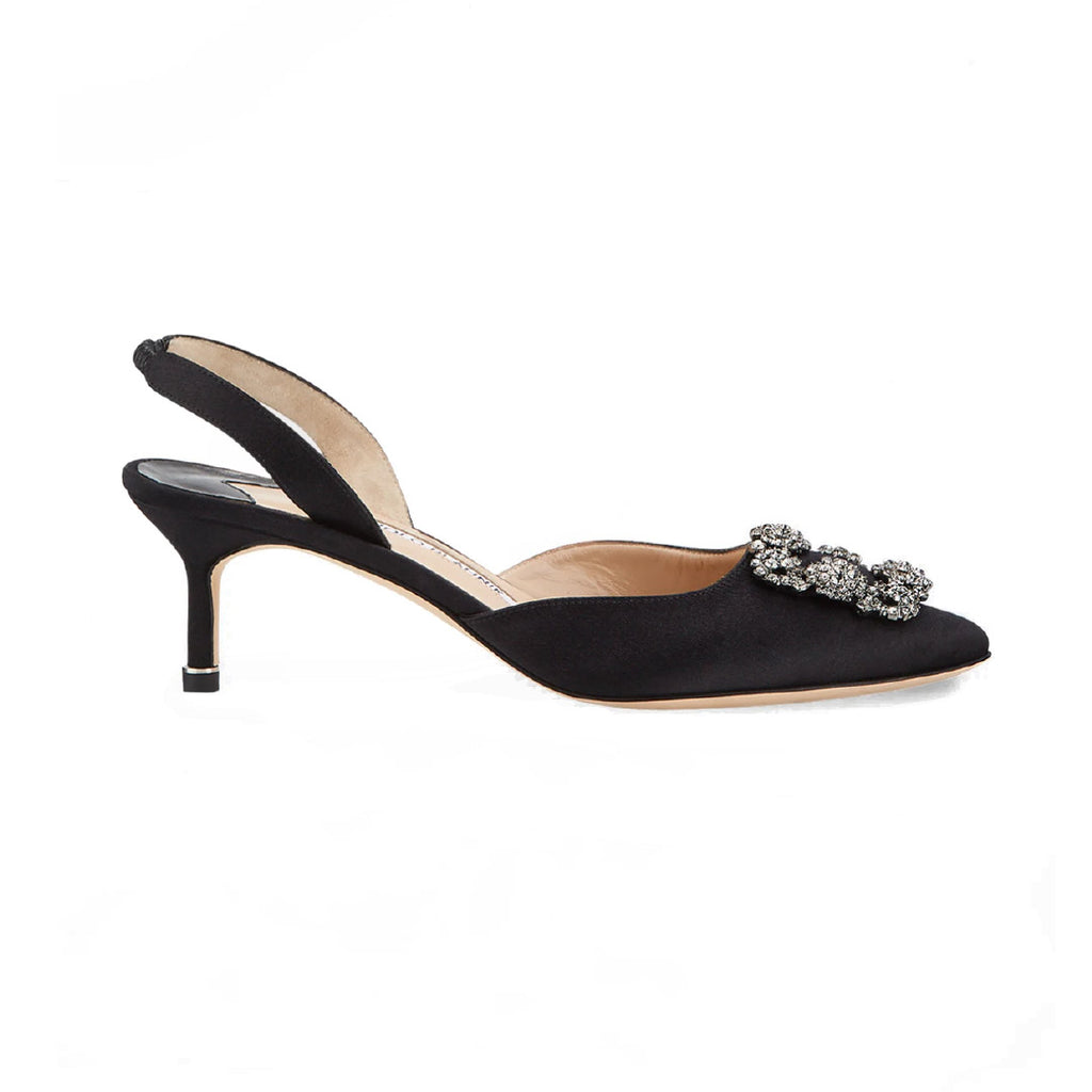 Hangisi 50 Satin Slingback Heels - Black