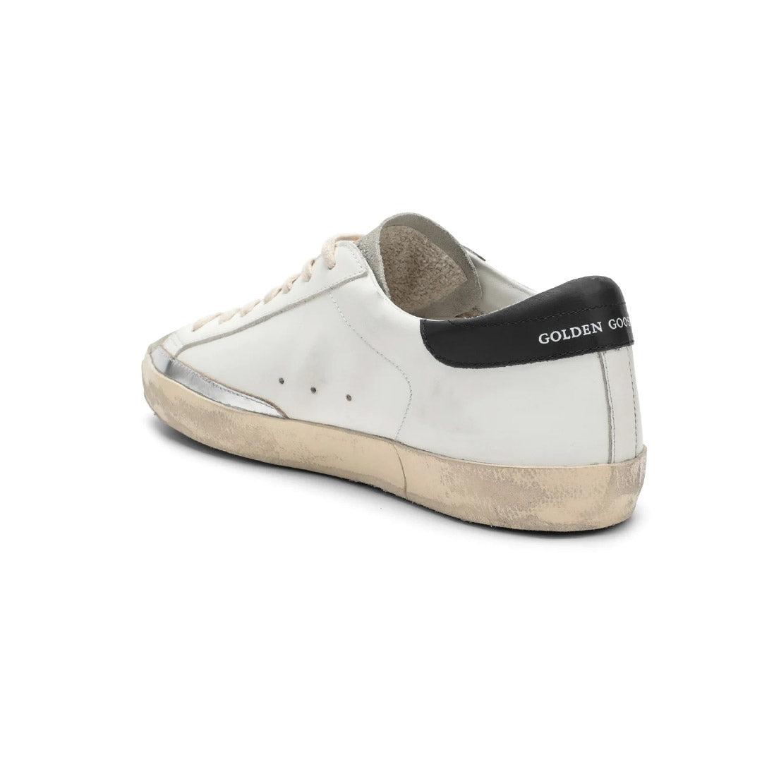 GGDB Men's Super-Star - White Leather / Perforated Star / Gray Suede Tongue / Black Leather Heel Tab