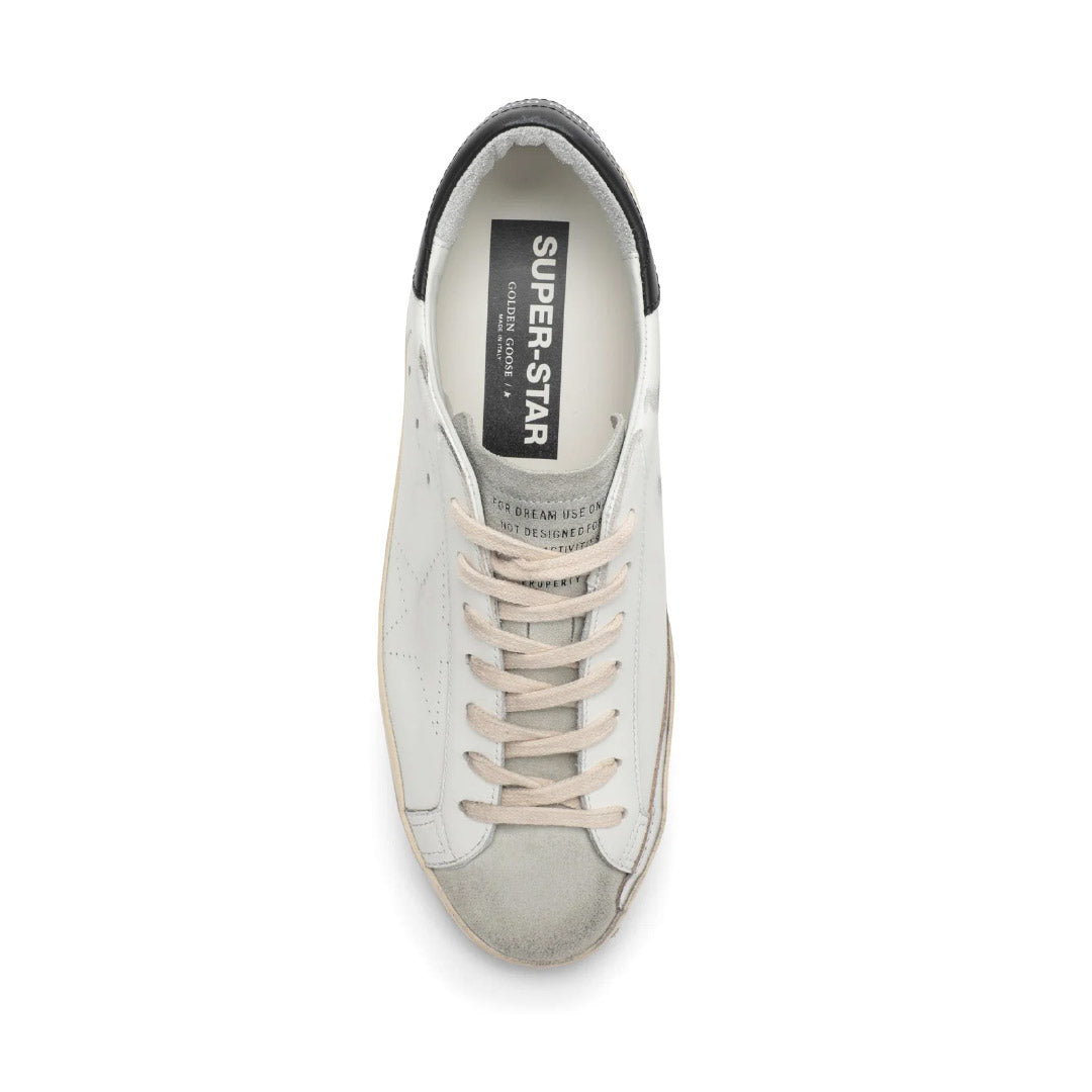 GGDB Men's Super-Star - White Leather / Perforated Star / Gray Suede Tongue / Black Leather Heel Tab