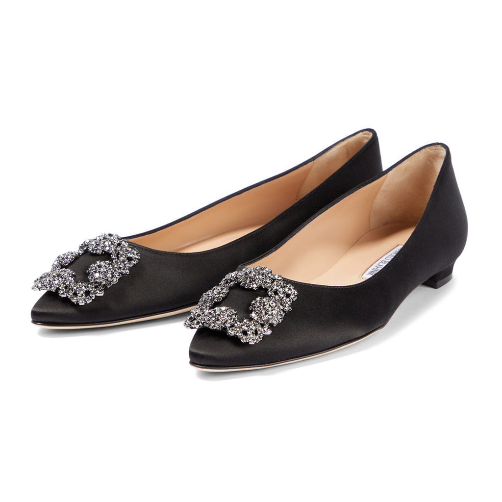 Hangisi Satin Flats - Black