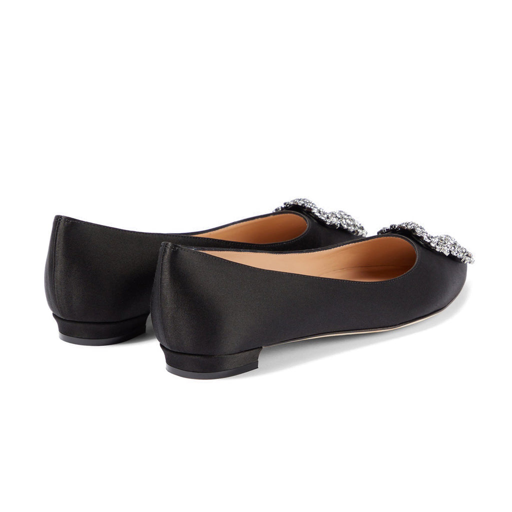 Hangisi Satin Flats - Black