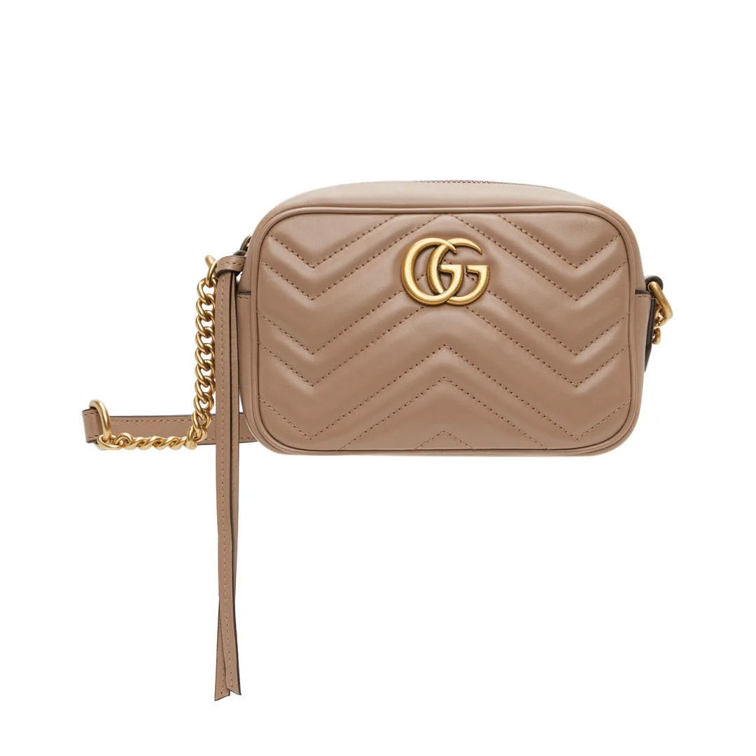 GG Marmont Mini Camera Shoulder Bag in Nude