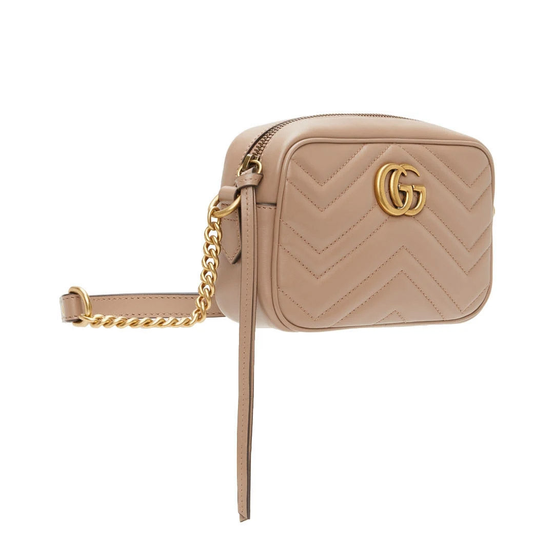 GG Marmont Mini Camera Shoulder Bag in Nude