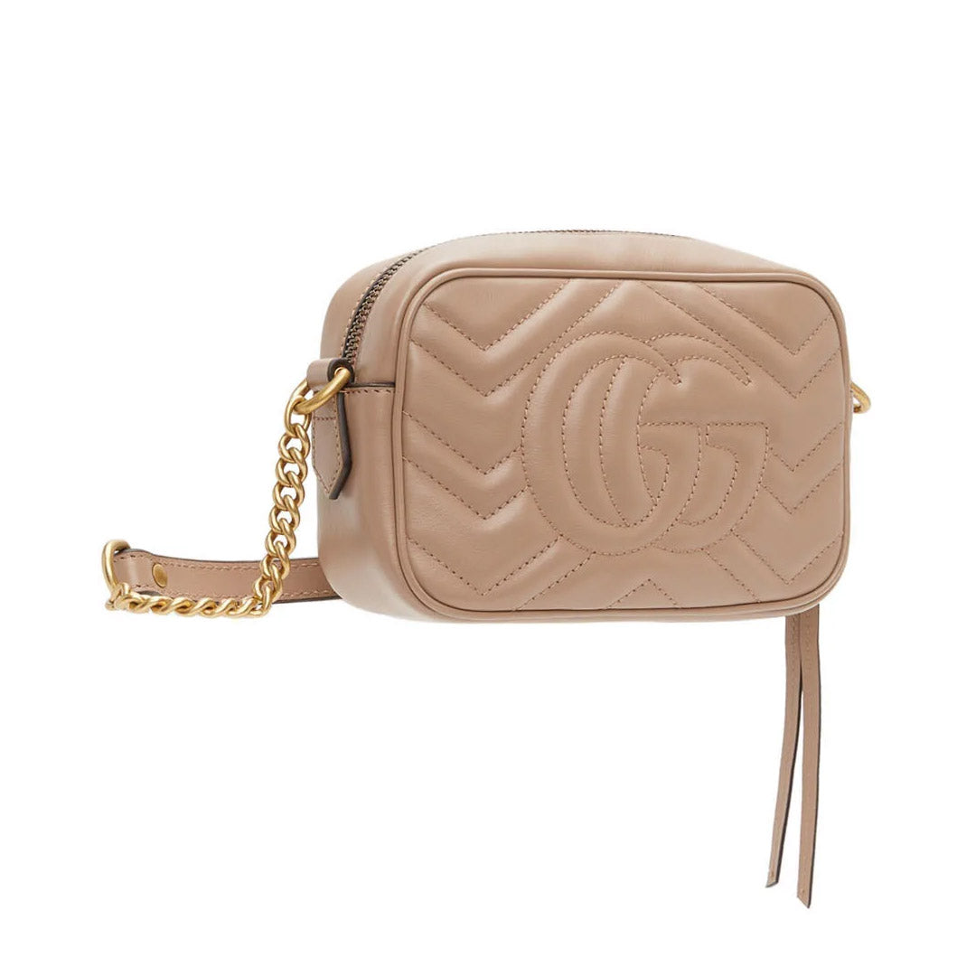 GG Marmont Mini Camera Shoulder Bag in Nude