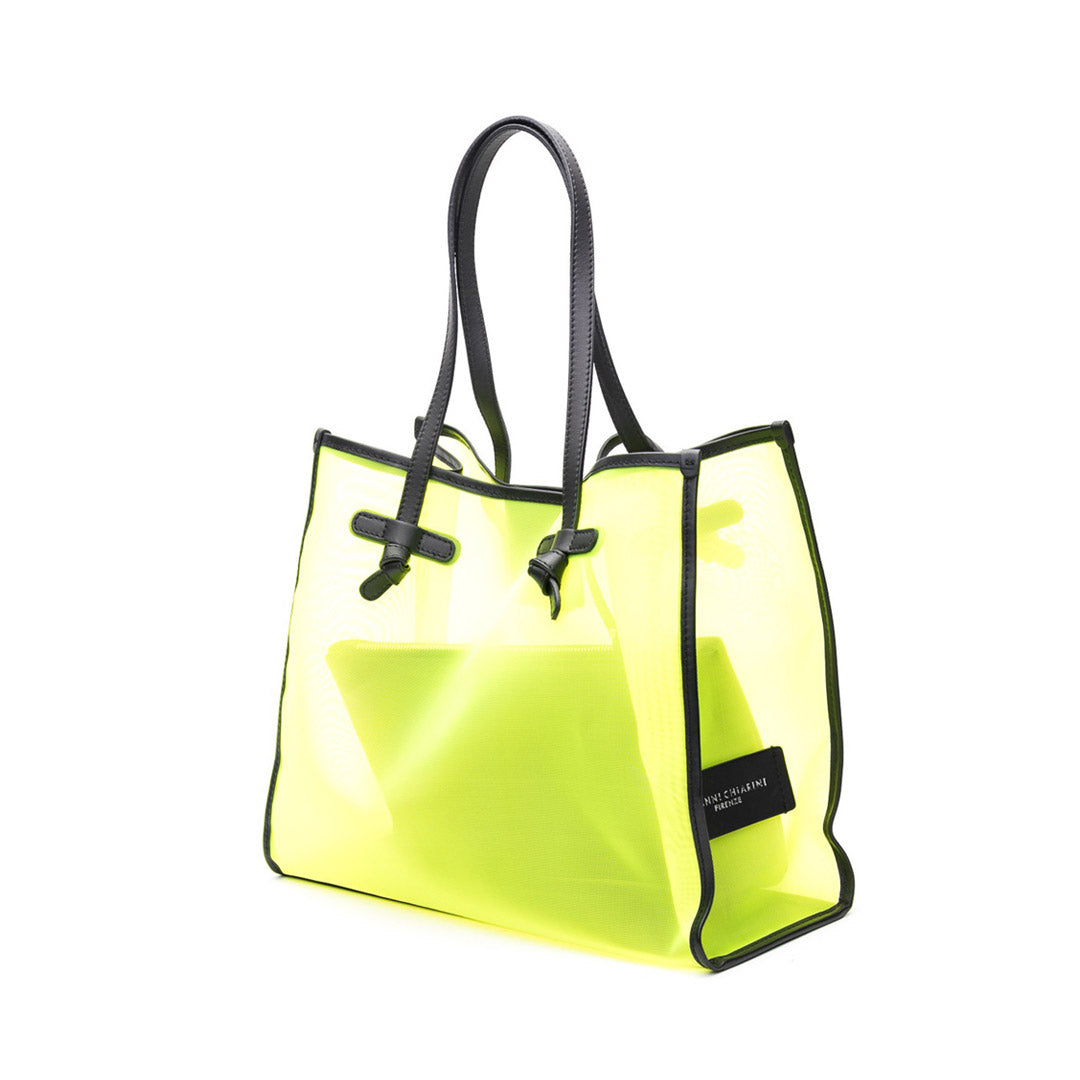 Gianni Chiarini Marcella Mesh Tote Bag with Calfskin Leather Pouch and Trimmings