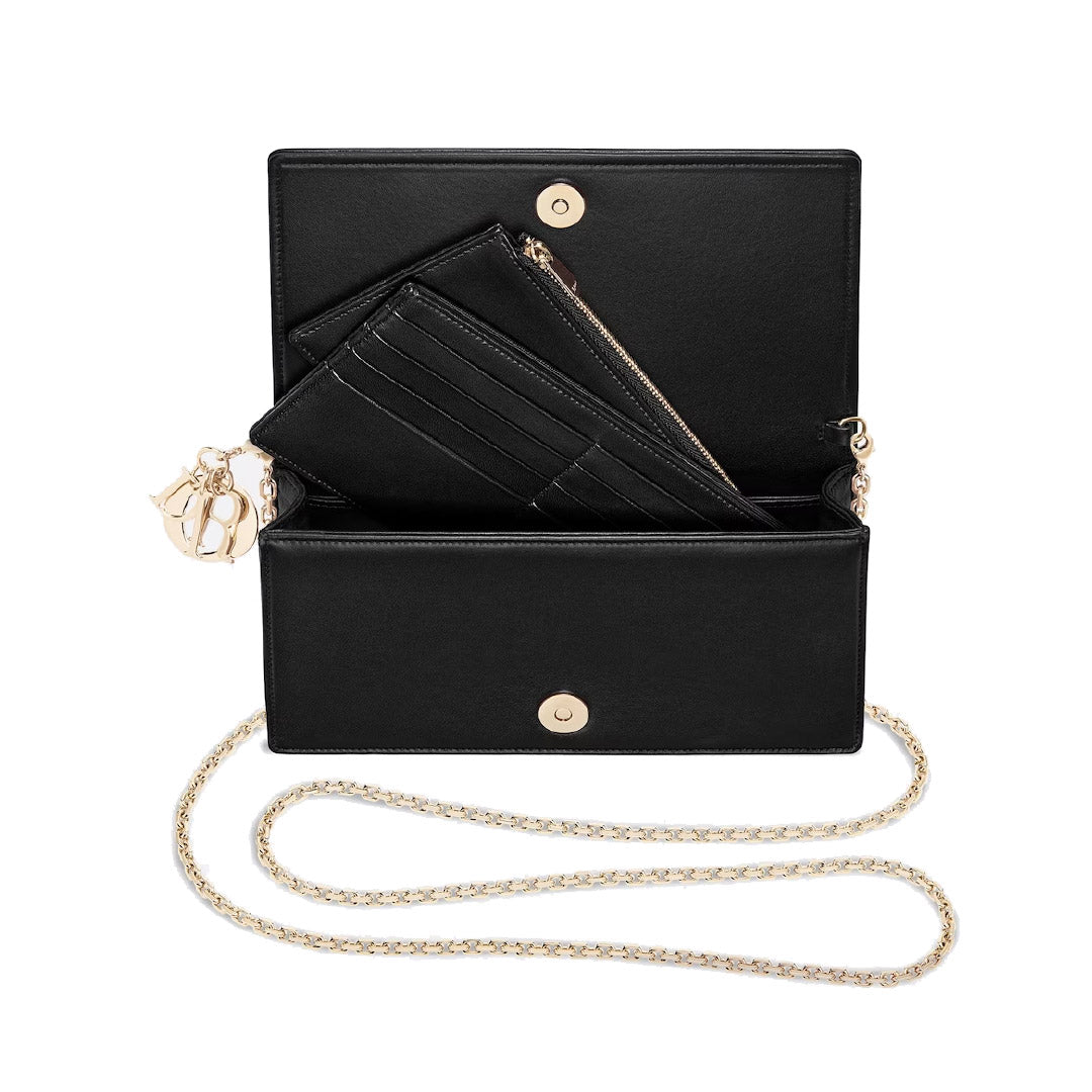 Lady Dior Pouch Lambskin Black