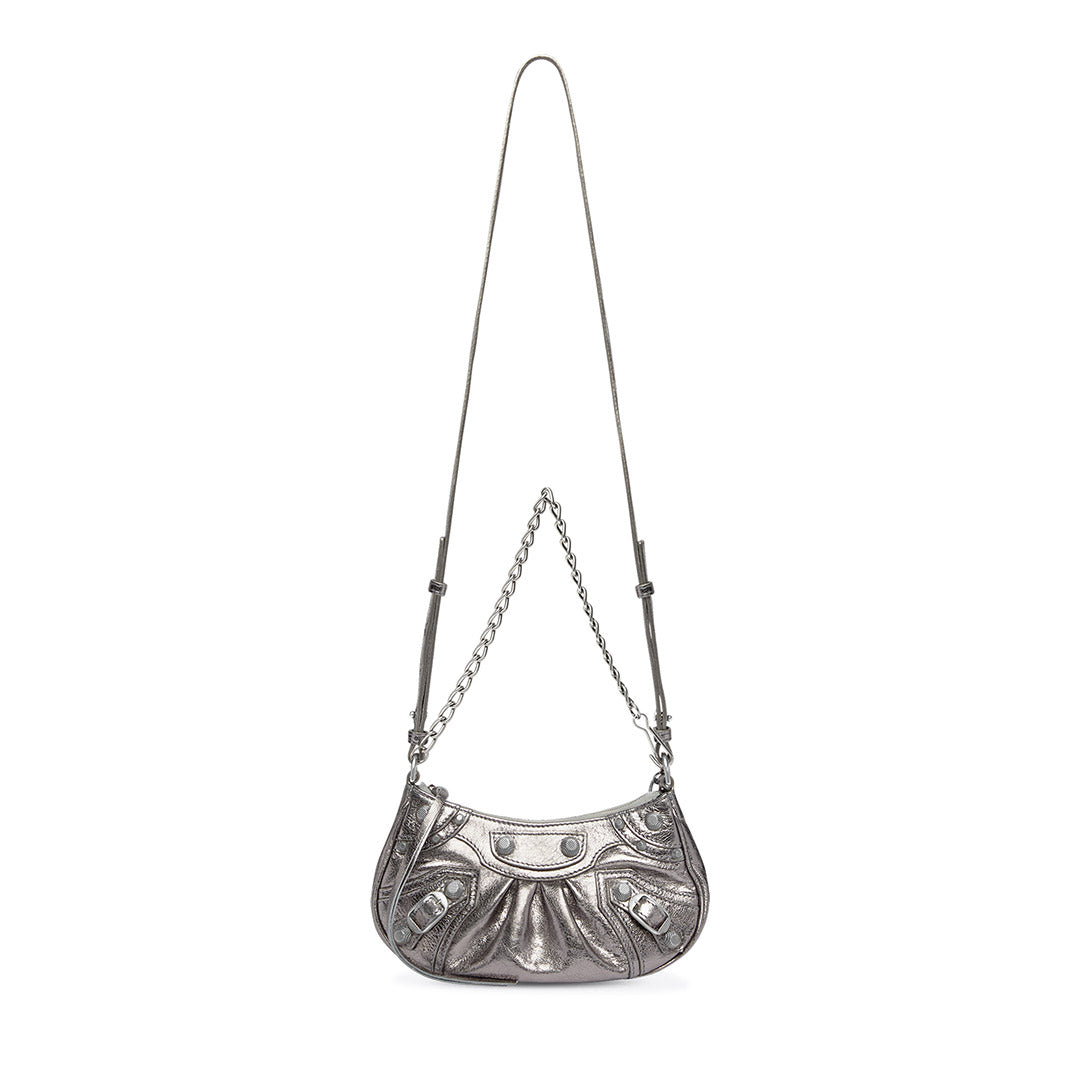 Le Cagole Mini Bag with Chain Metallized in Silver