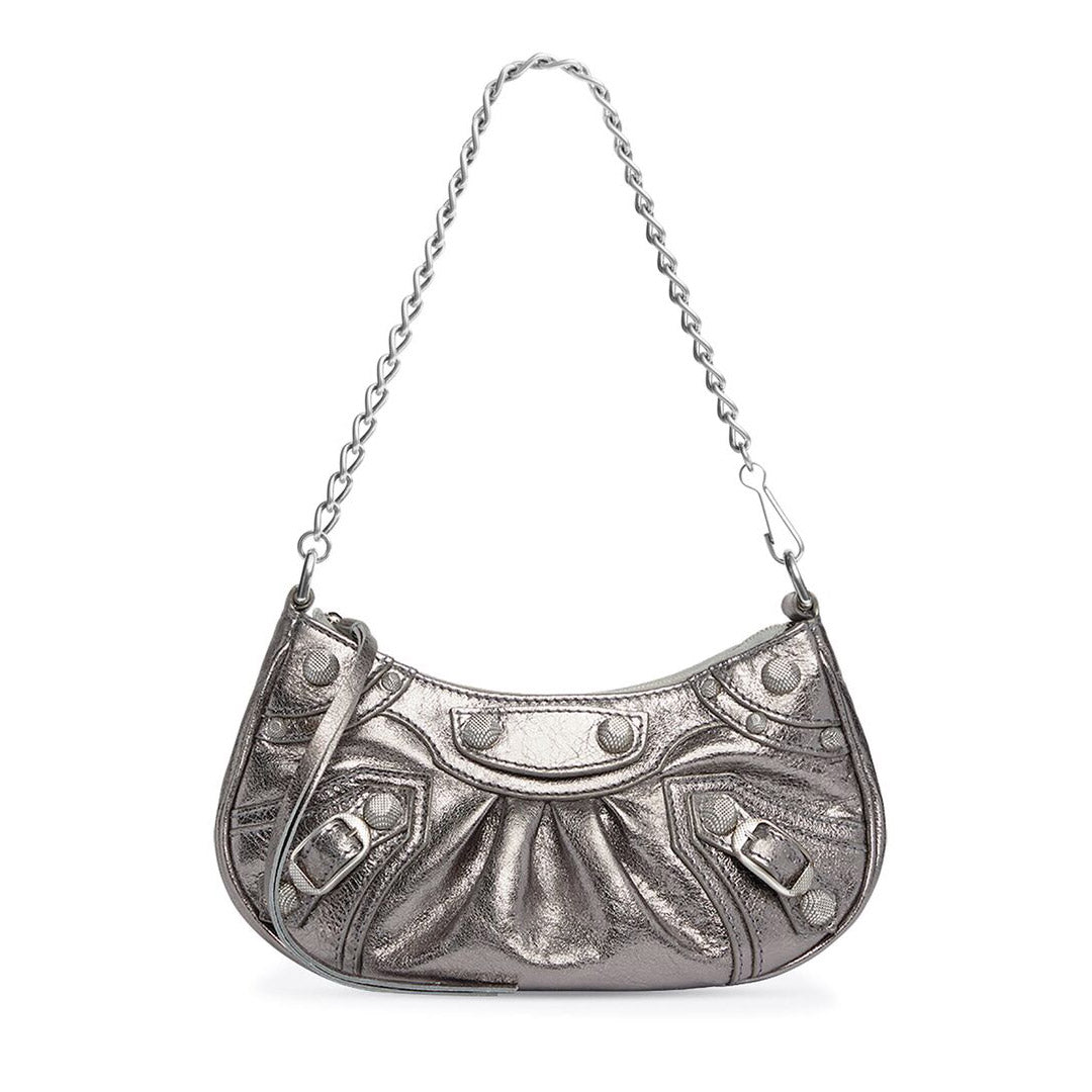 Le Cagole Mini Bag with Chain Metallized in Silver