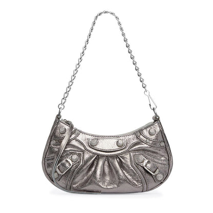 Le Cagole Mini Bag with Chain Metallized in Silver