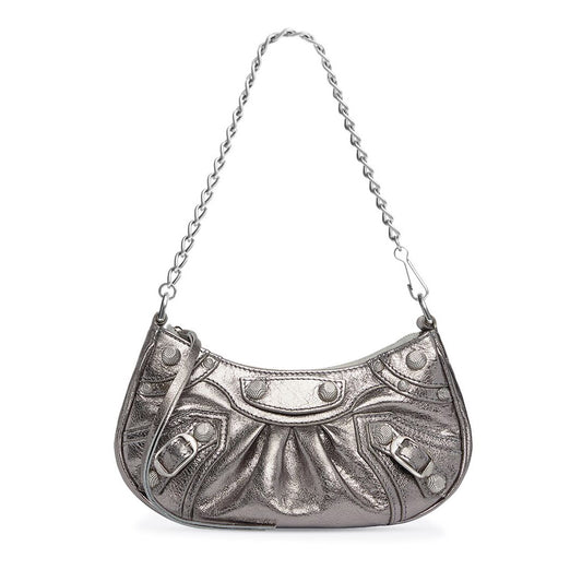 Le Cagole Mini Bag with Chain Metallized in Silver