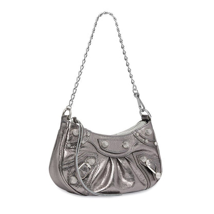 Le Cagole Mini Bag with Chain Metallized in Silver