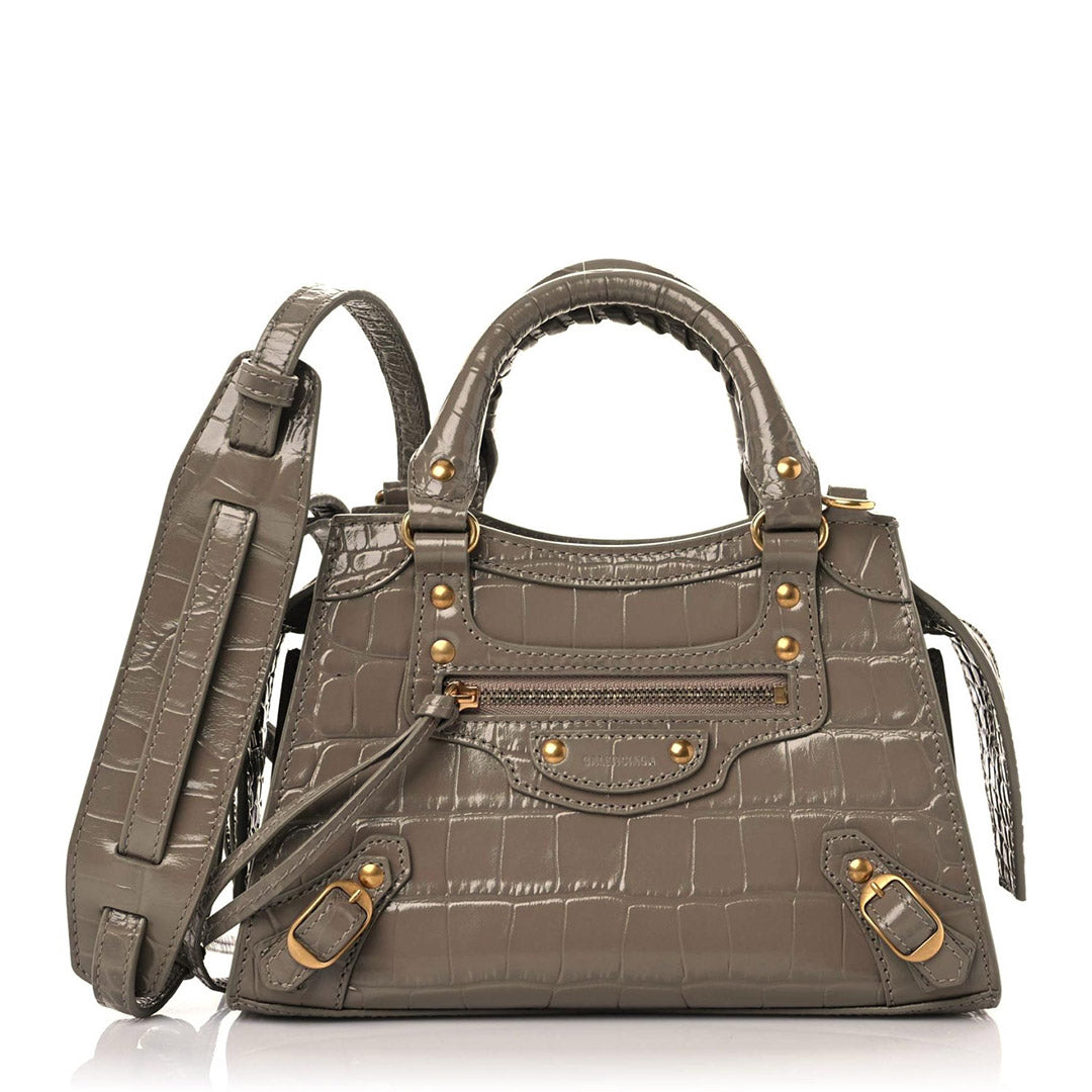 Mini Neo Classic City Croc-Embossed Leather Satchel