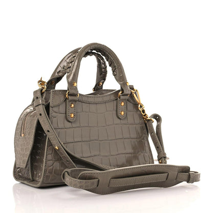 Mini Neo Classic City Croc-Embossed Leather Satchel