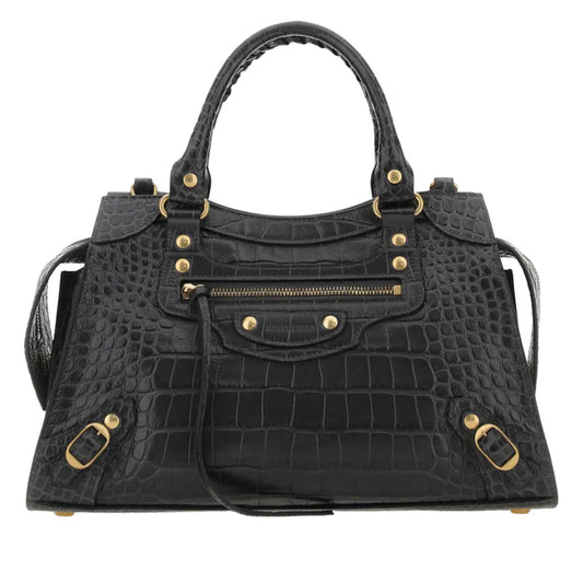 Neo Classic City Medium Croc Embossed in Charcoal