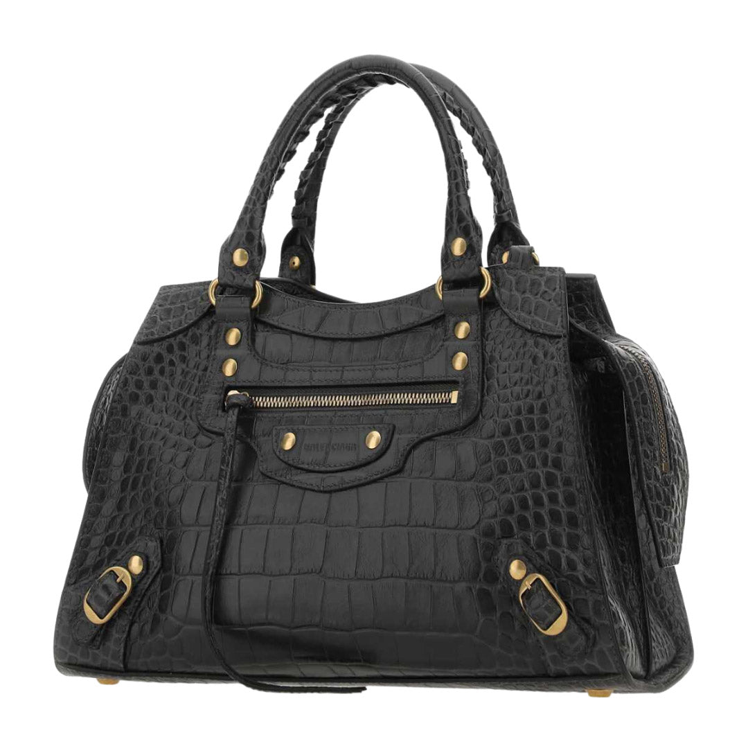 Neo Classic City Medium Croc Embossed in Charcoal