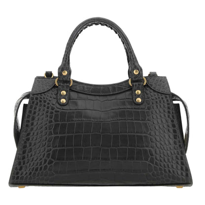 Neo Classic City Medium Croc Embossed in Charcoal