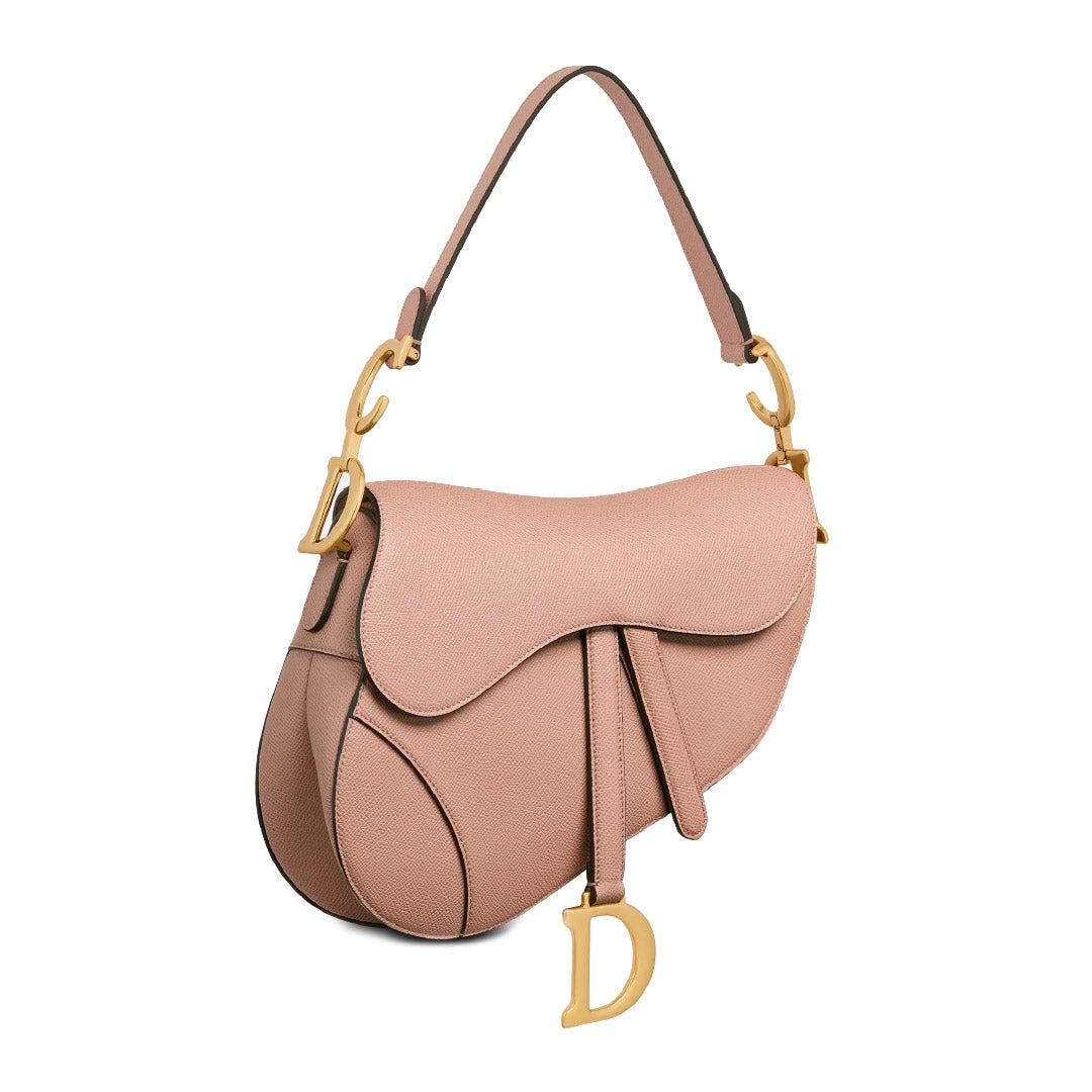 Dior Saddle Bag with Strap in Blush Grained Calfskin