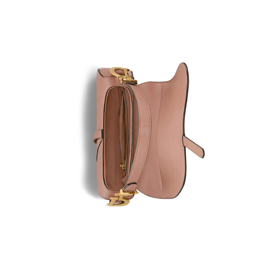 Dior Saddle Bag with Strap in Blush Grained Calfskin