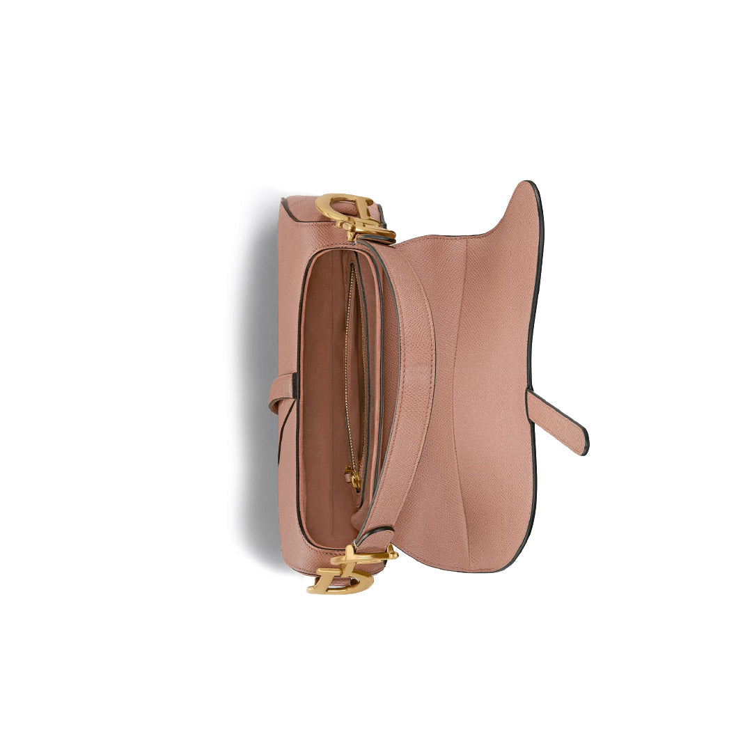 Dior Saddle Bag with Strap in Blush Grained Calfskin