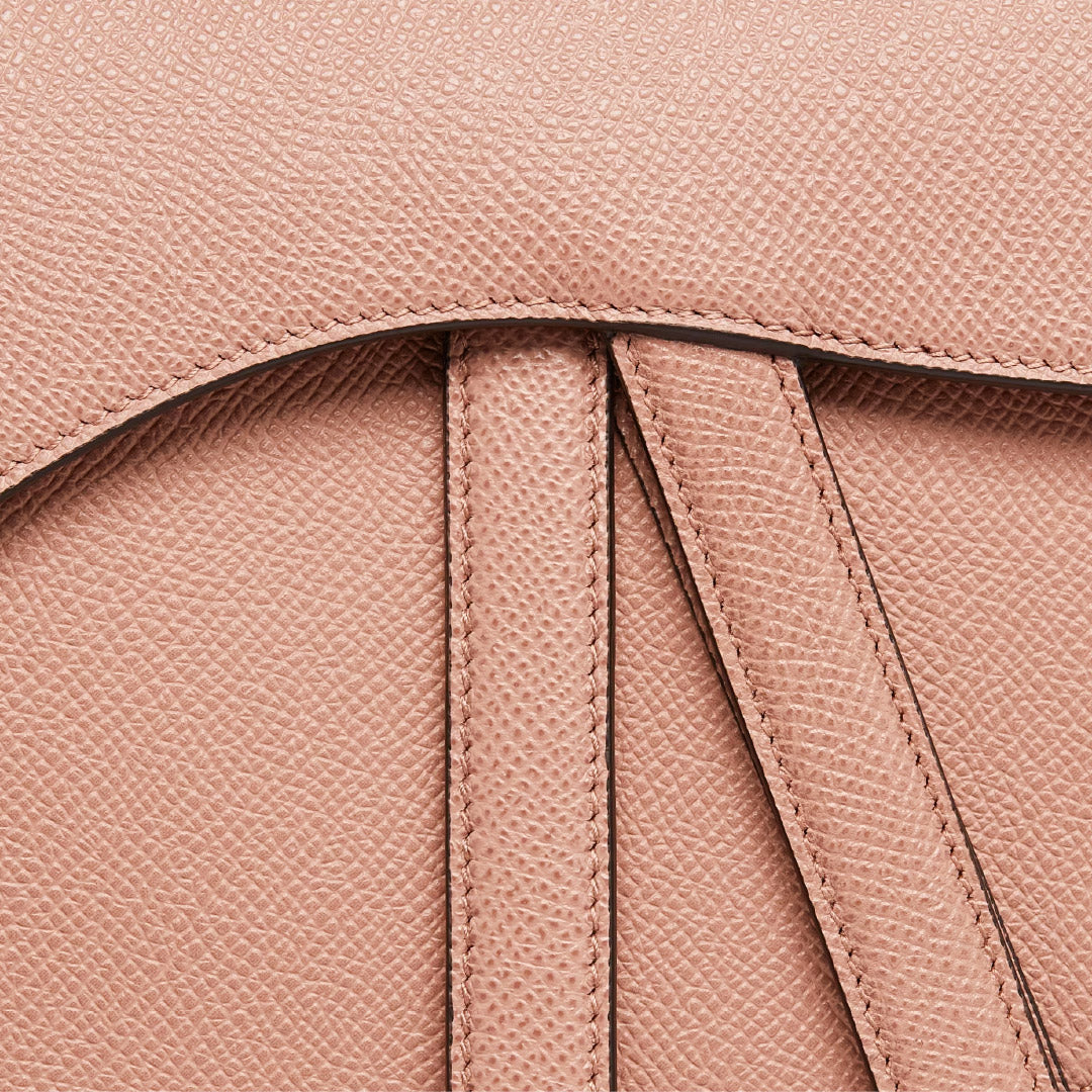 Dior Saddle Bag with Strap in Blush Grained Calfskin