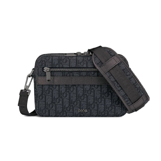 Safari Messenger Bag Black Oblique Jacquard