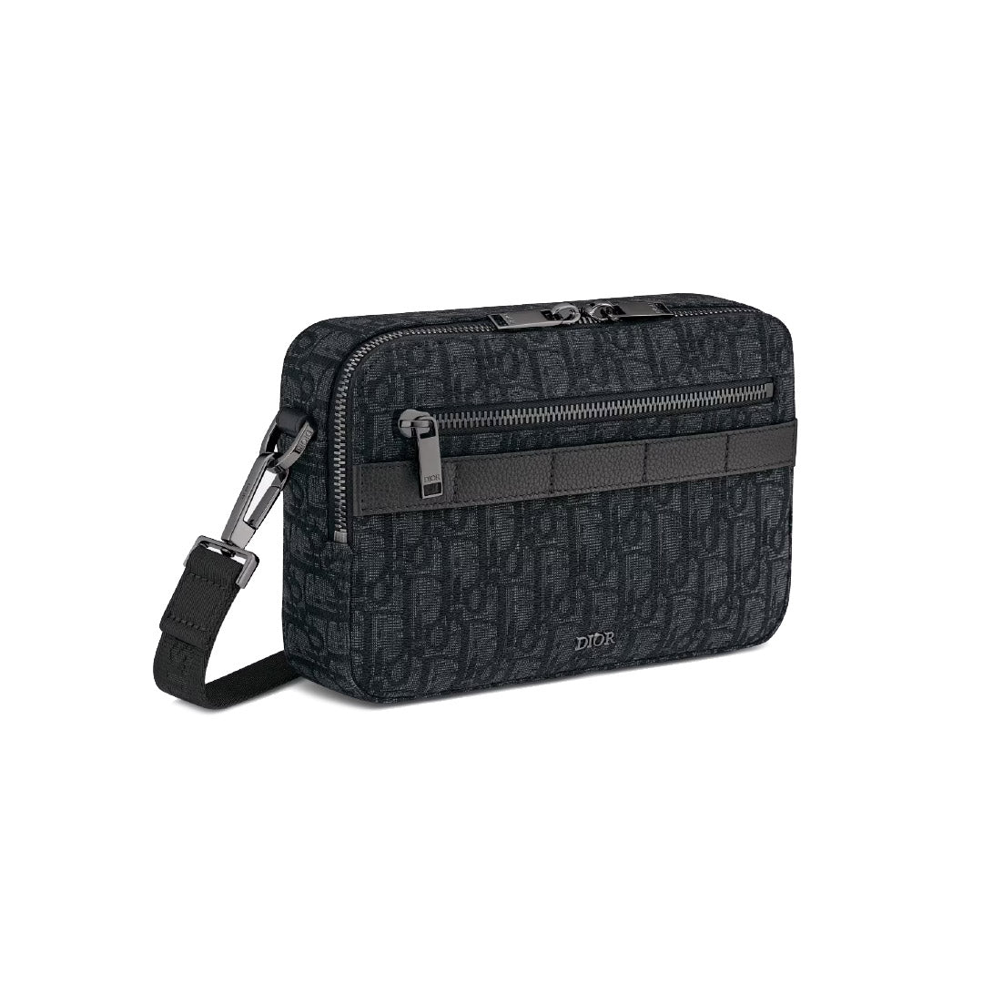 Safari Messenger Bag Black Oblique Jacquard