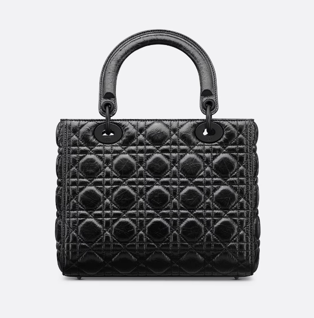 Medium lady dior bag black ultramatte cannage calfskin sale