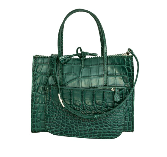 Fannie Small Calf Cocco Mousse Embossed - Dark Green