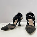 Fendi Colibrì Leather and Mesh Decollete 85mm High-Heel Slingbacks