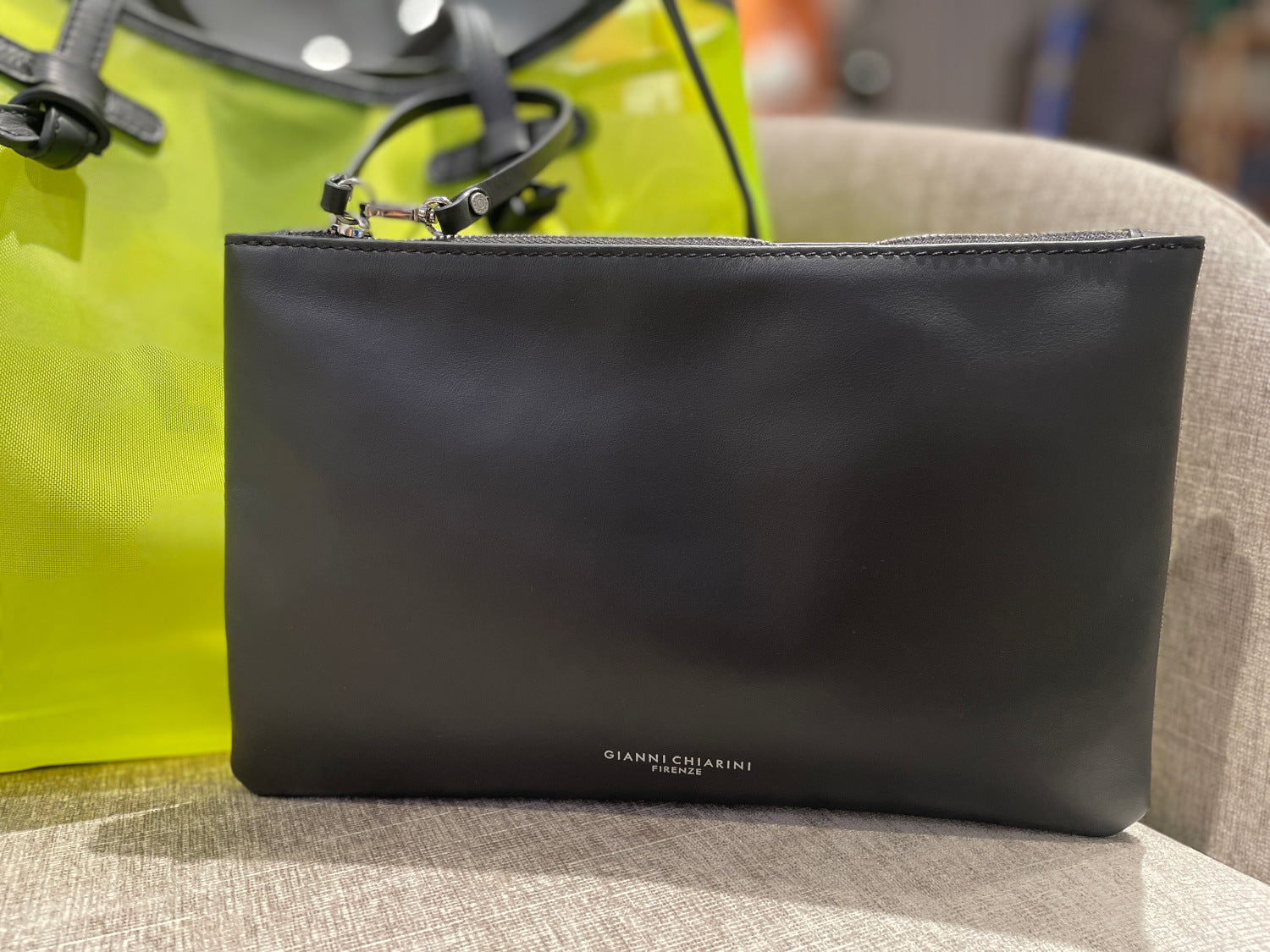 Gianni Chiarini Marcella Mesh Tote Bag with Calfskin Leather Pouch and Trimmings