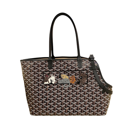 Goyard Dog Carrier Tote Chien Gris Bag with Painted Animals Pattern Marquage