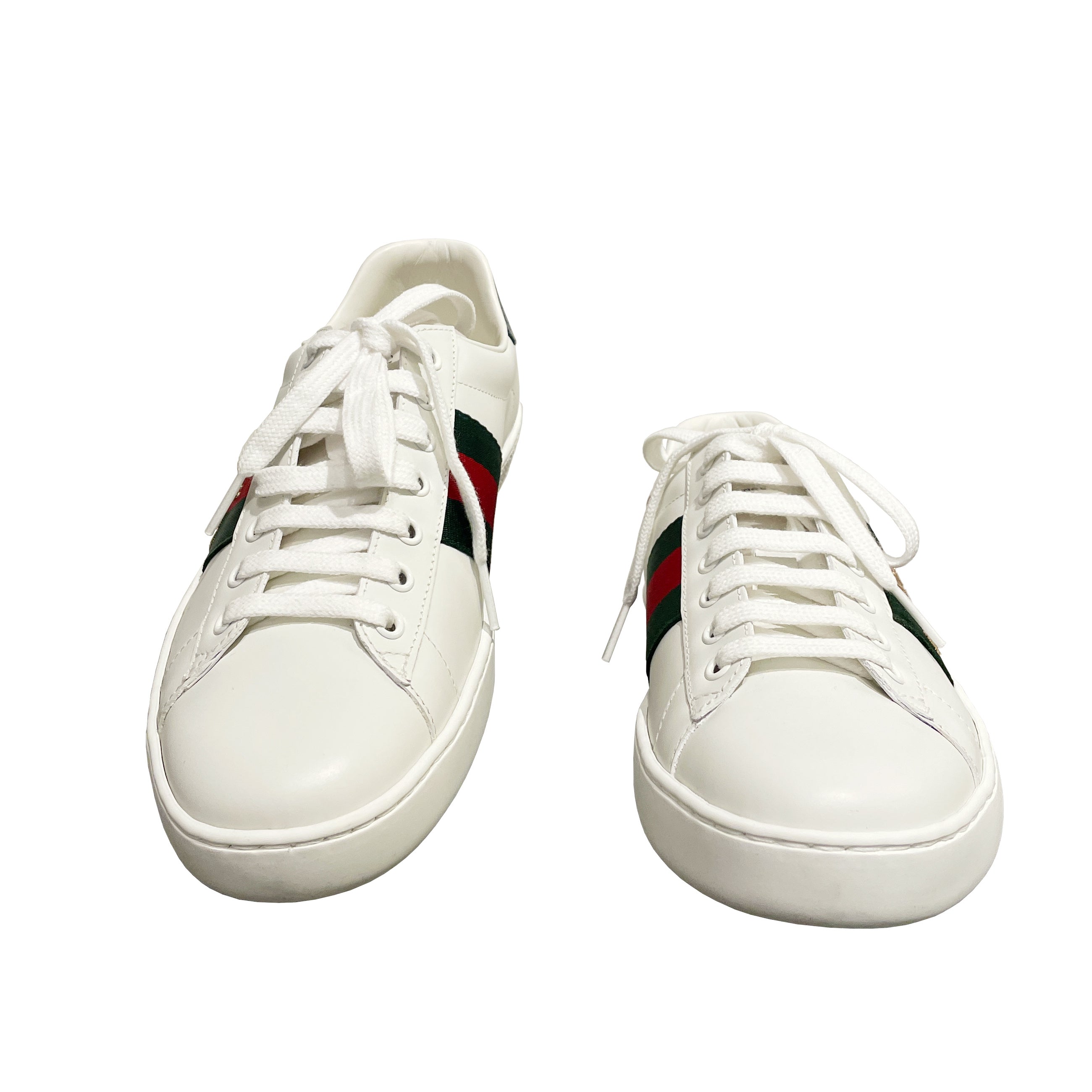 Gucci Men's Ace Sneaker with Bee & Web Stripe Low-Top Leather Trainers