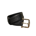 GUCCI SQUARE BUCKLE GG GUCCISSIMA LEATHER BELT - Black / Light Gold 75