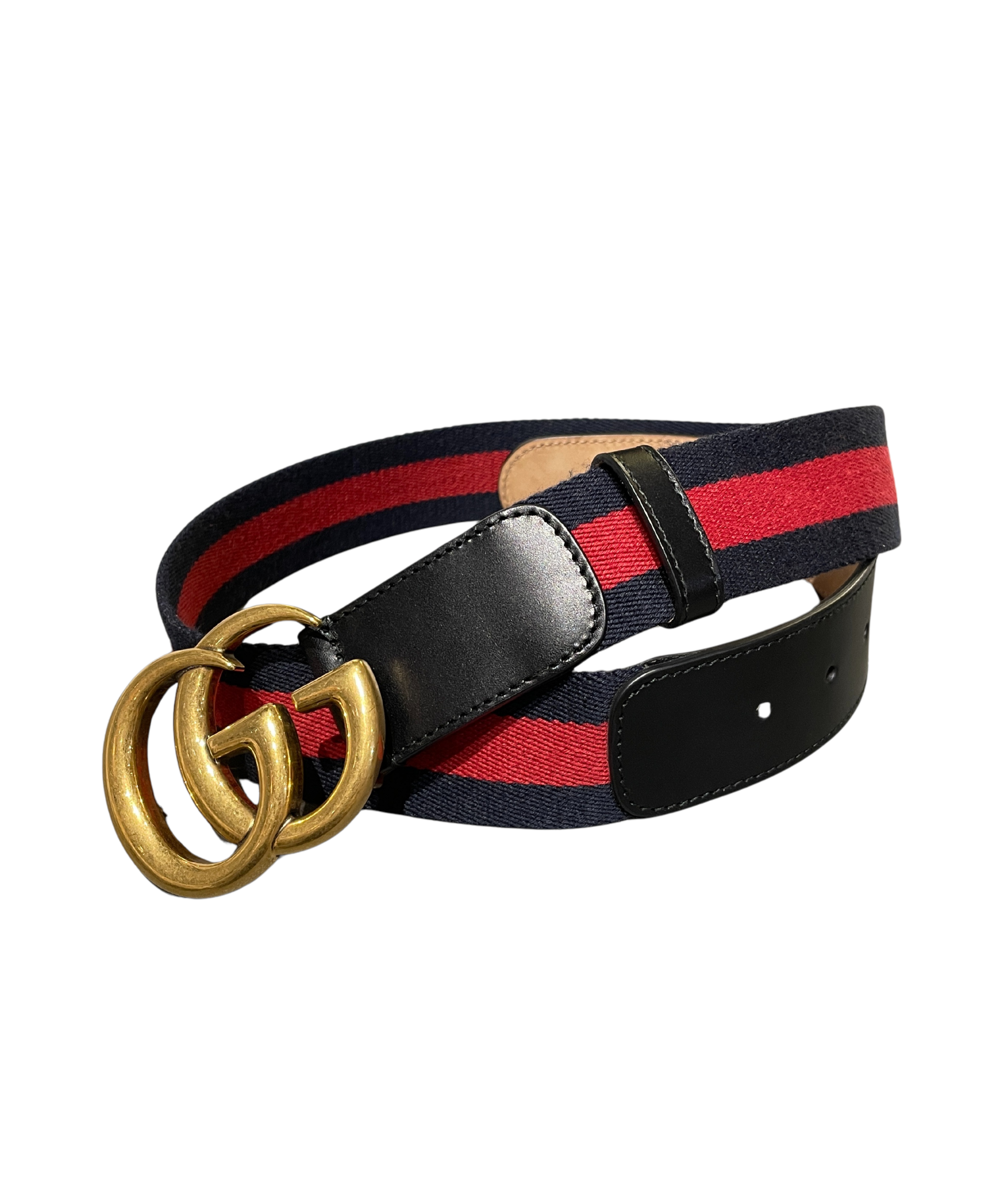 GUCCI GG MARMONT BELT CANVAS - Blue & Red Stripe 109