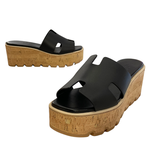 Hermès Eze 30 Platform Sandals in Calfskin Leather and Light Cork