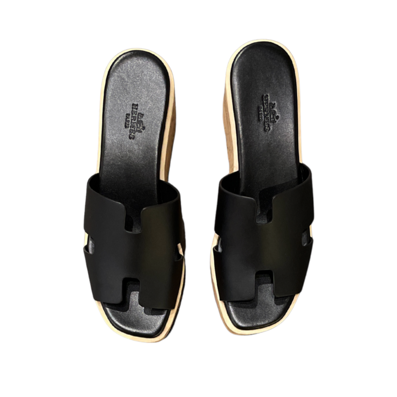 Hermès Eze 30 Platform Sandals in Calfskin Leather and Light Cork