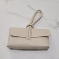 ARTISAN ITALIAN LEATHER LOOP LOCK CLUTCH BAG BEIGE