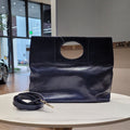 ARTISAN ITALIAN LEATHER PURSE WITH MODERN HANDLE BLUE
