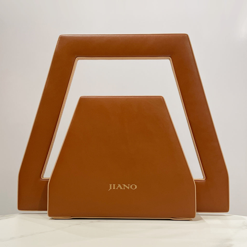 Jiano Two-Tone Irregular Hexagon Bag in Vegetable Leather