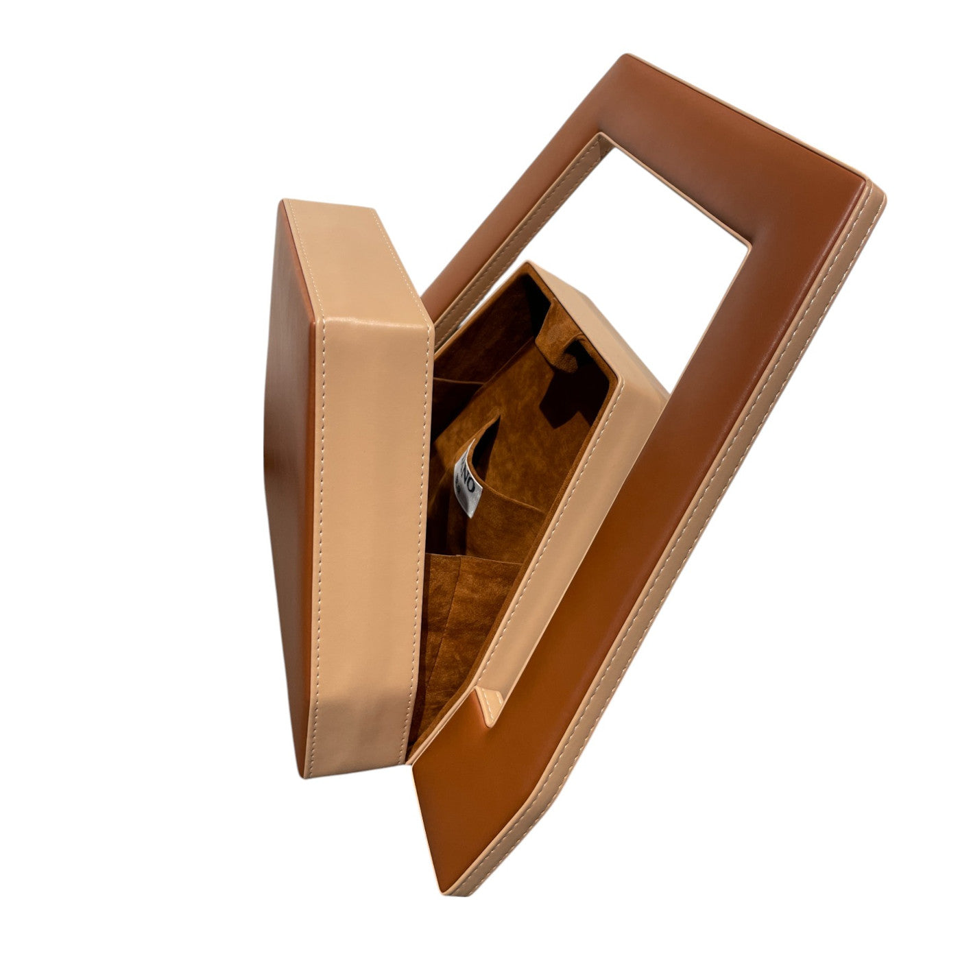 Jiano Two-Tone Irregular Hexagon Bag in Vegetable Leather