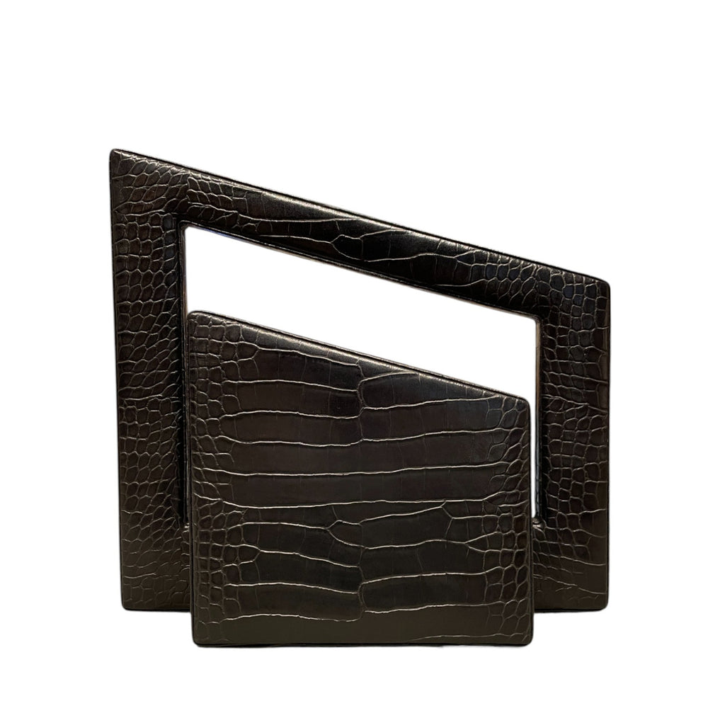 Jiano Irregular Square Bag in Croc-Embossed Vegetable Leather