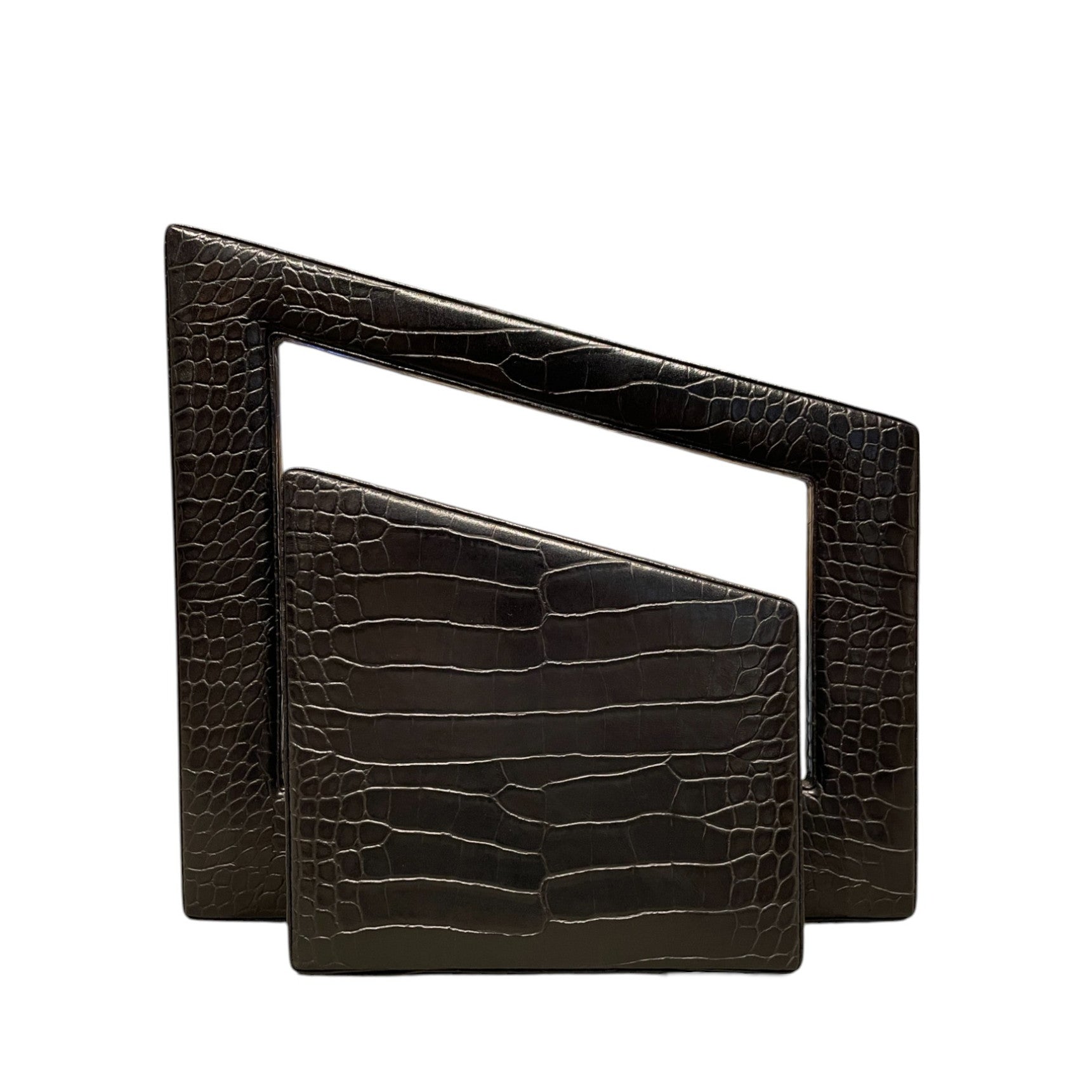 Jiano Irregular Square Bag in Croc-Embossed Vegetable Leather