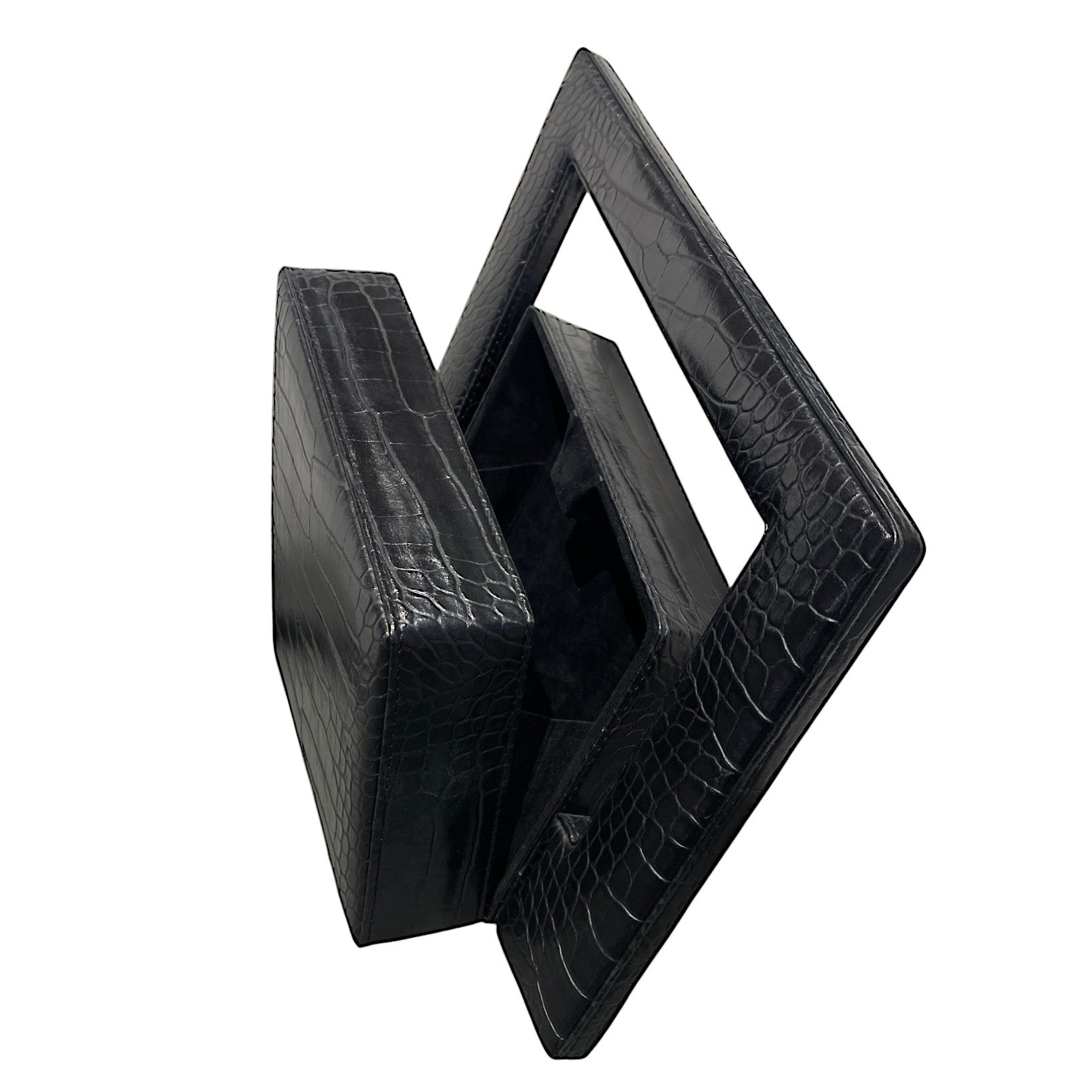 Jiano Irregular Square Bag in Croc-Embossed Vegetable Leather