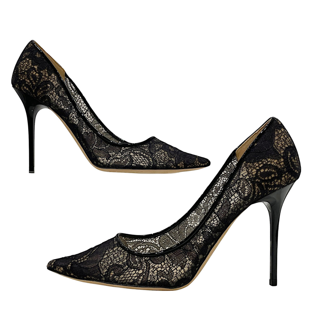 Jimmy Choo Abel 100mm Black Lace High Heel Pumps