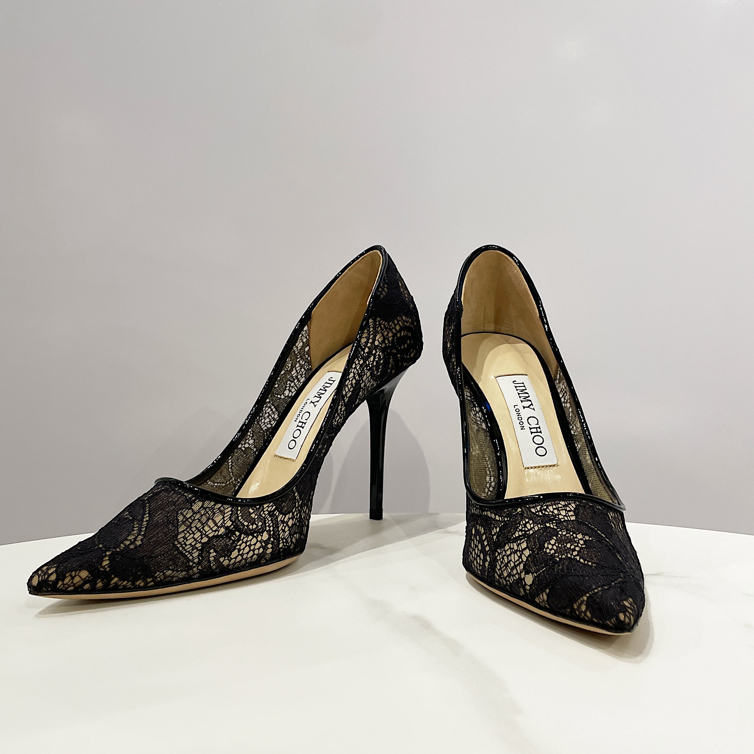 Jimmy Choo Abel 100mm Black Lace High Heel Pumps