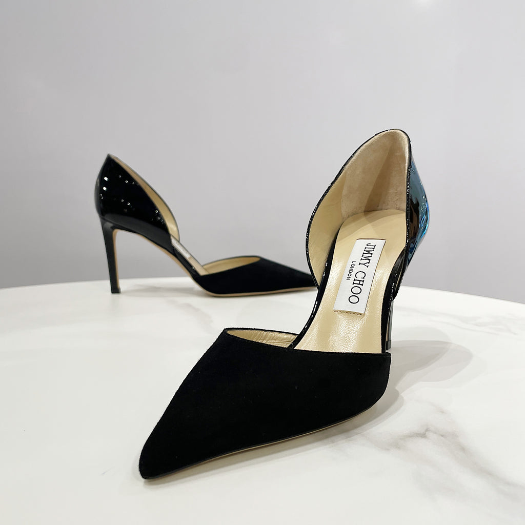 Jimmy Choo Darylin 85mm Suede and Patent Leather High Heel Pumps