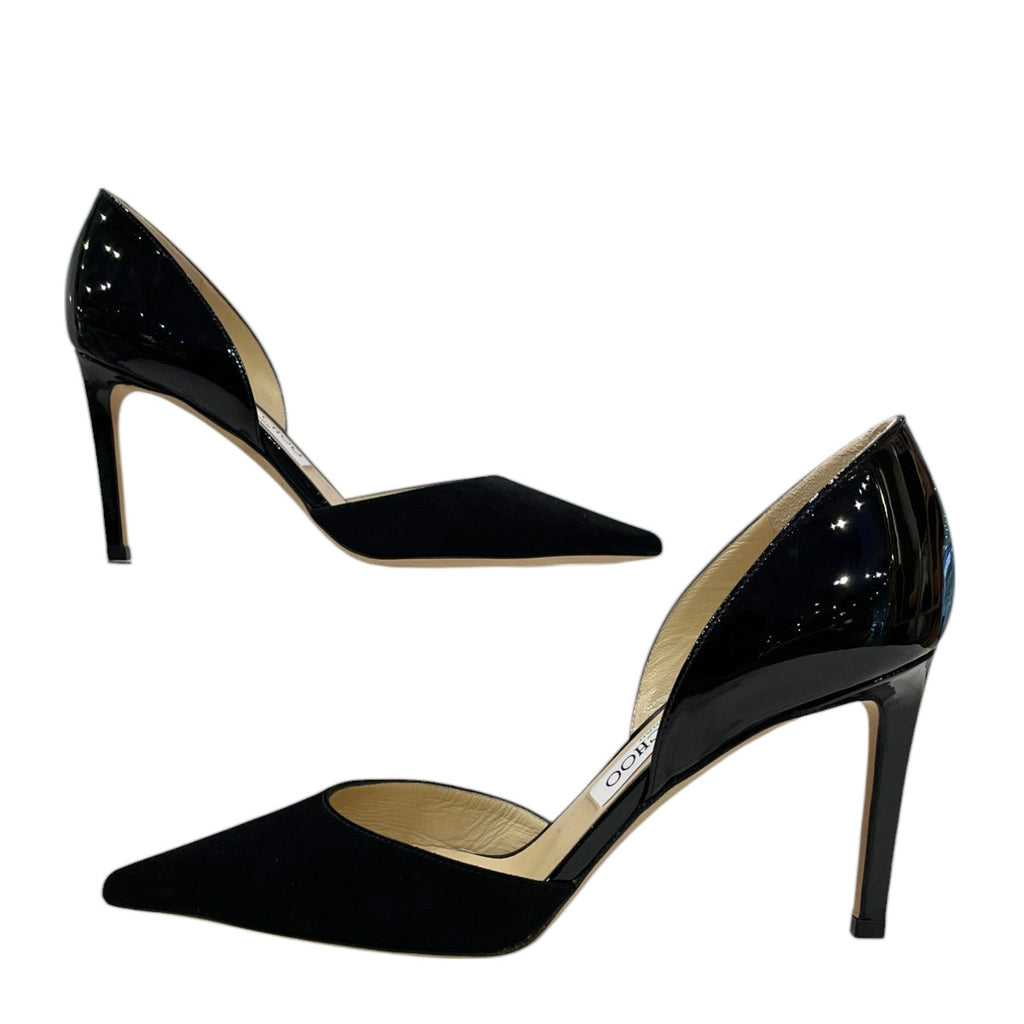 Jimmy Choo Darylin 85mm Suede and Patent Leather High Heel Pumps