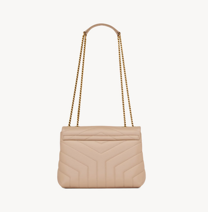 Loulou Small in Quilted Leather (Dark Beige)